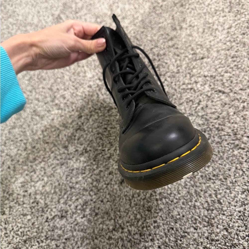 Dr Martens Black Lace-Up Boots with Yellow Stitching - Picture 8 of 8